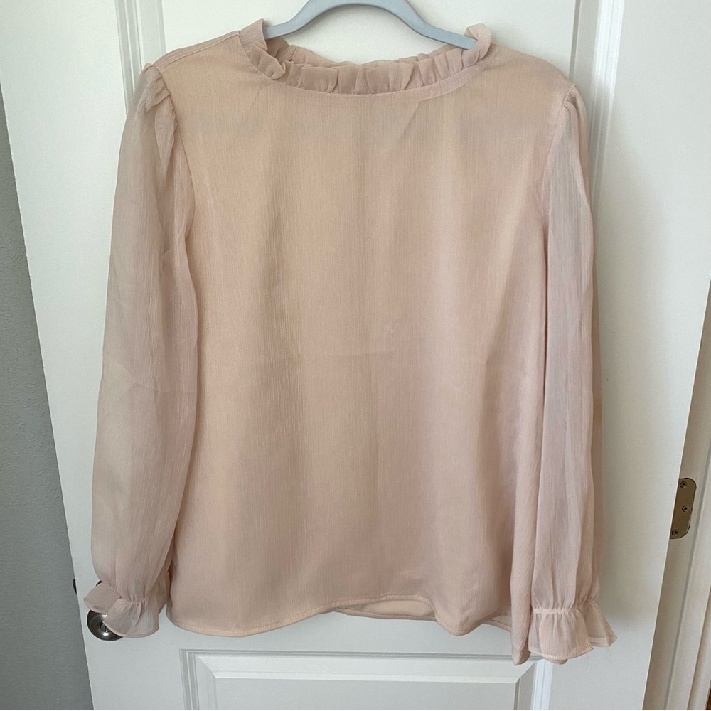 Elegant Light Pink Ruffle Blouse